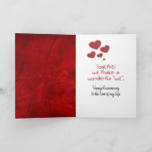 Jubileum belletje hart op rood leder kaart (Binnen)