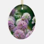 Jubileum bij bijen met Paarse Allium Flower Keramisch Ornament (Rechts)