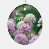 Jubileum bij bijen met Paarse Allium Flower Keramisch Ornament (Links)