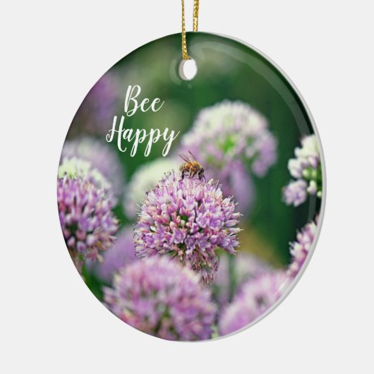 Jubileum bij bijen met Paarse Allium Flower Keramisch Ornament (Links)