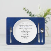 Jubileum-binnenpartij uitnodigt op blauw kaart (Staand voorkant)