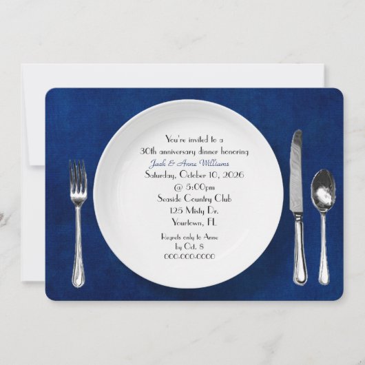 Jubileum-binnenpartij uitnodigt op blauw kaart (Voorkant)