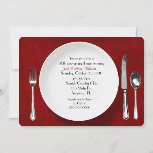 Jubileum-binnenpartij uitnodigt op rood kaart (Voorkant)