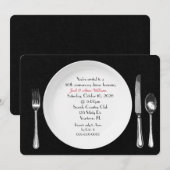 Jubileum-binnenpartij uitnodigt op zwart kaart (Voorkant / Achterkant)