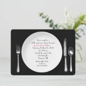 Jubileum-binnenpartij uitnodigt op zwart kaart (Staand voorkant)