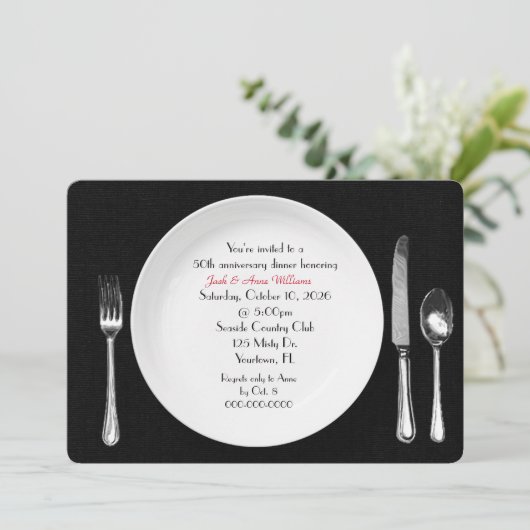 Jubileum-binnenpartij uitnodigt op zwart kaart (Staand voorkant)