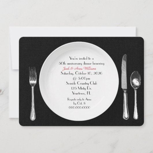 Jubileum-binnenpartij uitnodigt op zwart kaart (Voorkant)