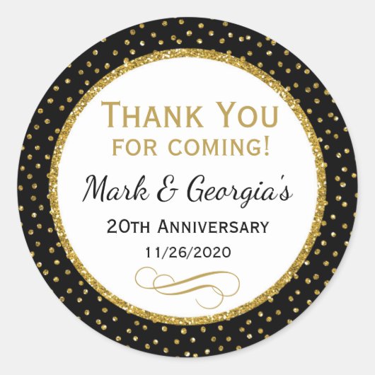 Jubileum Black Gold Hartelijk dank voor uw favorie Ronde Sticker (Voorkant)