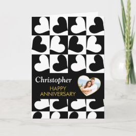 Jubileum Black Gold Heart-fotosjabloon Kaart