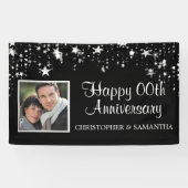 Jubileum Black Silver Stars Script Foto Spandoek (Horizontaal)