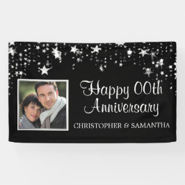 Jubileum Black Silver Stars Script Foto Spandoek
