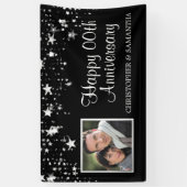 Jubileum Black Silver Stars Script Foto Spandoek (Verticaal)