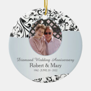 Jubileum Black Swirl Diamond 60th Wedding Keramisch Ornament