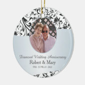 Jubileum Black Swirl Diamond 60th Wedding Keramisch Ornament (Links)