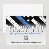 Jubileum blauwe lijn van politie bedankkaart (Voorkant / Achterkant)