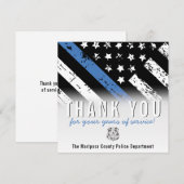 Jubileum blauwe lijn van politie bedankkaart (Voorkant / Achterkant)