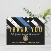 Jubileum blauwe lijn van politie bedankkaart (Staand voorkant)