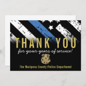 Jubileum blauwe lijn van politie bedankkaart (Voorkant / Achterkant)