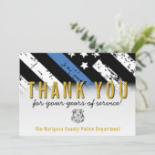 Jubileum blauwe lijn van politie bedankkaart (Staand voorkant)