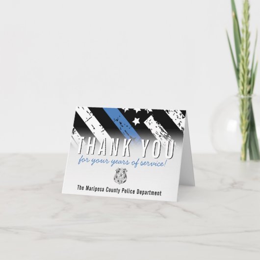 Jubileum blauwe lijn van politie bedankkaart (Voorkant)