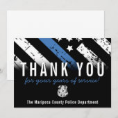 Jubileum blauwe lijn van politie bedankkaart (Voorkant / Achterkant)