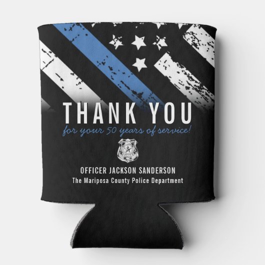 Jubileum blauwe lijn van politie blikjeskoeler (Achterkant)