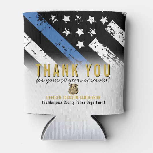 Jubileum blauwe lijn van politie blikjeskoeler (Voorkant)