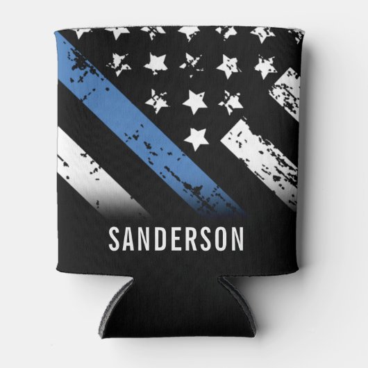 Jubileum blauwe lijn van politie blikjeskoeler (Voorkant)