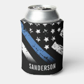 Jubileum blauwe lijn van politie blikjeskoeler (Blikje Achterkant)