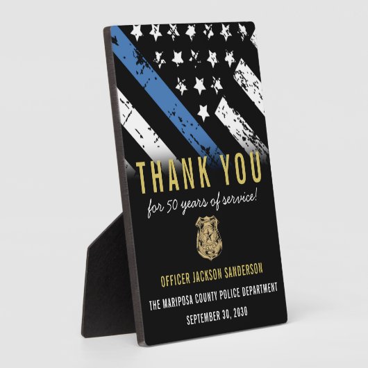 Jubileum blauwe lijn van politie fotoplaat (Zijkant)