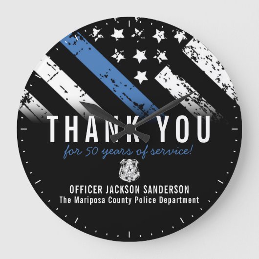 Jubileum blauwe lijn van politie grote klok (Voorkant)