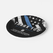 Jubileum blauwe lijn van politie papieren bordje (Gekanteld)