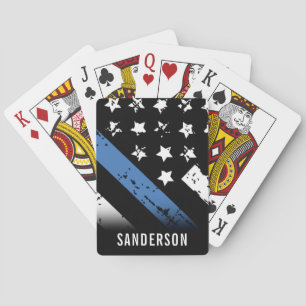 Jubileum blauwe lijn van politie pokerkaarten