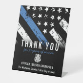 Jubileum blauwe lijn van politie reclamebord met voetstuk (Voorkant)