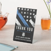 Jubileum blauwe lijn van politie reclamebord met voetstuk (Insitu)