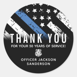 Jubileum blauwe lijn van politie ronde sticker