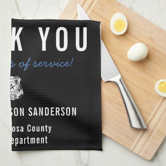 Jubileum blauwe lijn van politie theedoek (Quarter Fold)