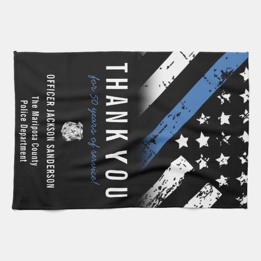 Jubileum blauwe lijn van politie theedoek (Horizontaal)