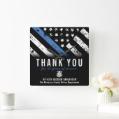 Jubileum blauwe lijn van politie vierkante klok (Huis)