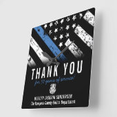 Jubileum blauwe lijn van politie vierkante klok (Hoek)