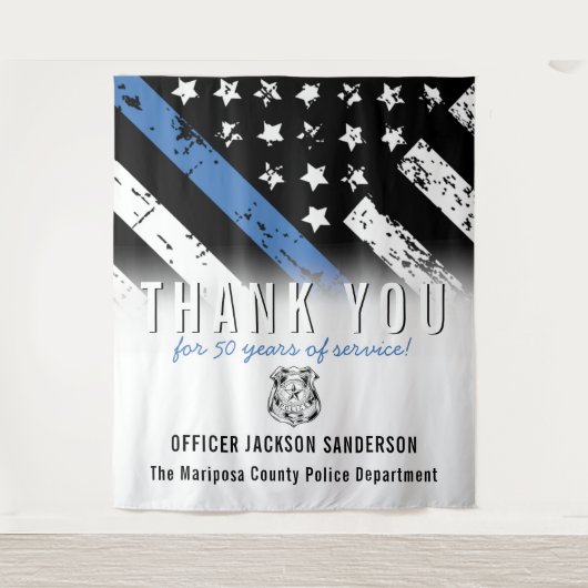 Jubileum blauwe lijn van politie wandkleed (Voorkant)