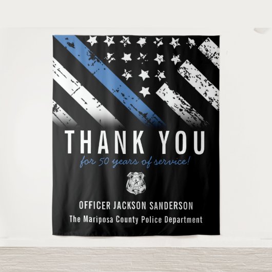 Jubileum blauwe lijn van politie wandkleed (Voorkant)