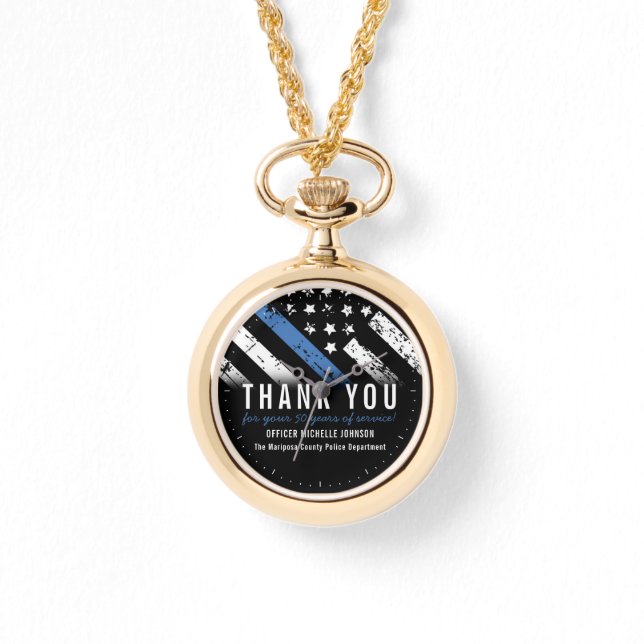 Jubileum blauwe lijn vlag politie horloge (Voorkant)