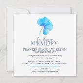 Jubileum blauwe waterverf foto van doodbloem kaart (Voorkant)