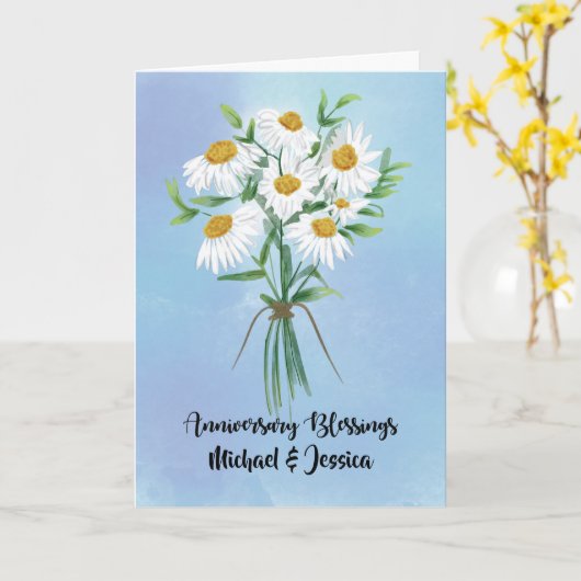 Jubileum Blessings Bouquet of Daisies Kaart (Gele Bloem)