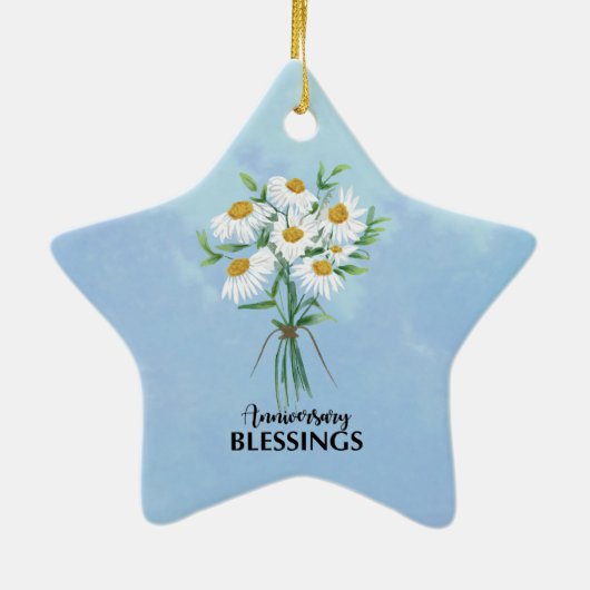 Jubileum Blessings Bouquet of Daisies Keramisch Ornament (Achterkant)