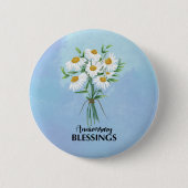 Jubileum Blessings Bouquet of Daisies Ronde Button 5,7 Cm (Voorkant)