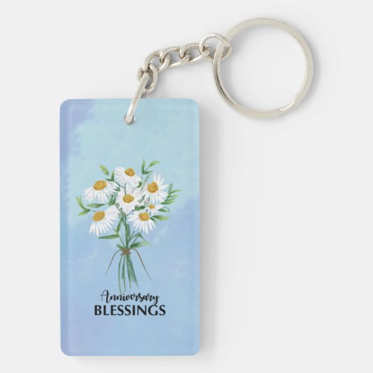 Jubileum Blessings Bouquet of Daisies Sleutelhanger (achterkant)