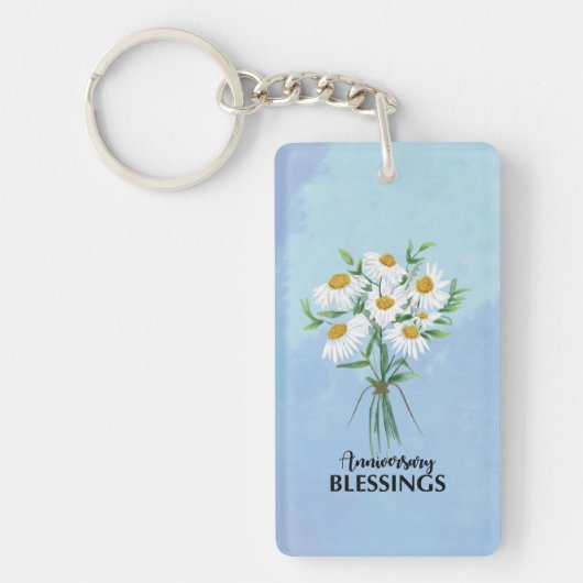 Jubileum Blessings Bouquet of Daisies Sleutelhanger (Voorkant)