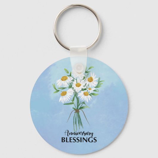 Jubileum Blessings Bouquet of Daisies Sleutelhanger (Voorkant)